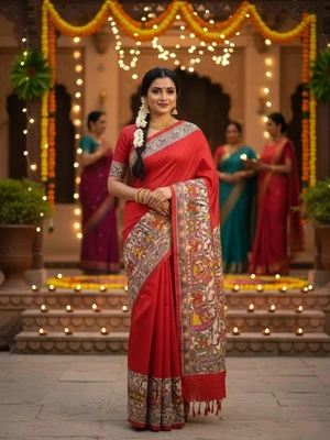 Hand work Tussar Silk Saree, 6 m (with blouse piece)