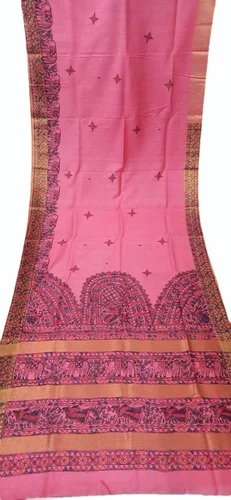 Ladies Pink Bhagalpuri Tusser Silk Saree