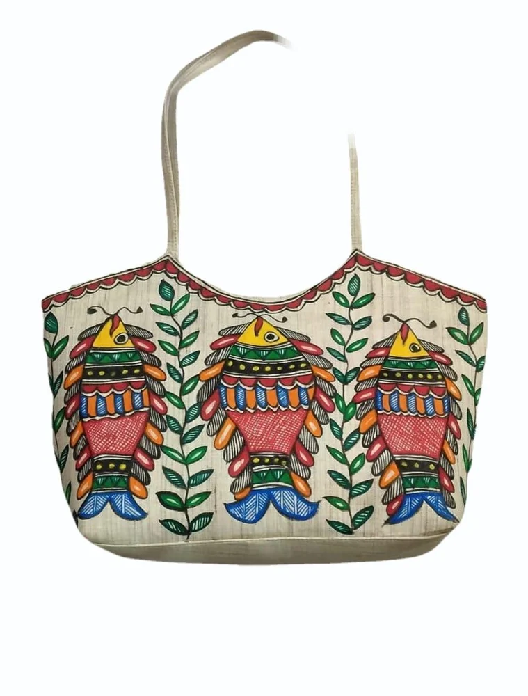 Brown 2 Kg Madhubani Printed Jute Bag