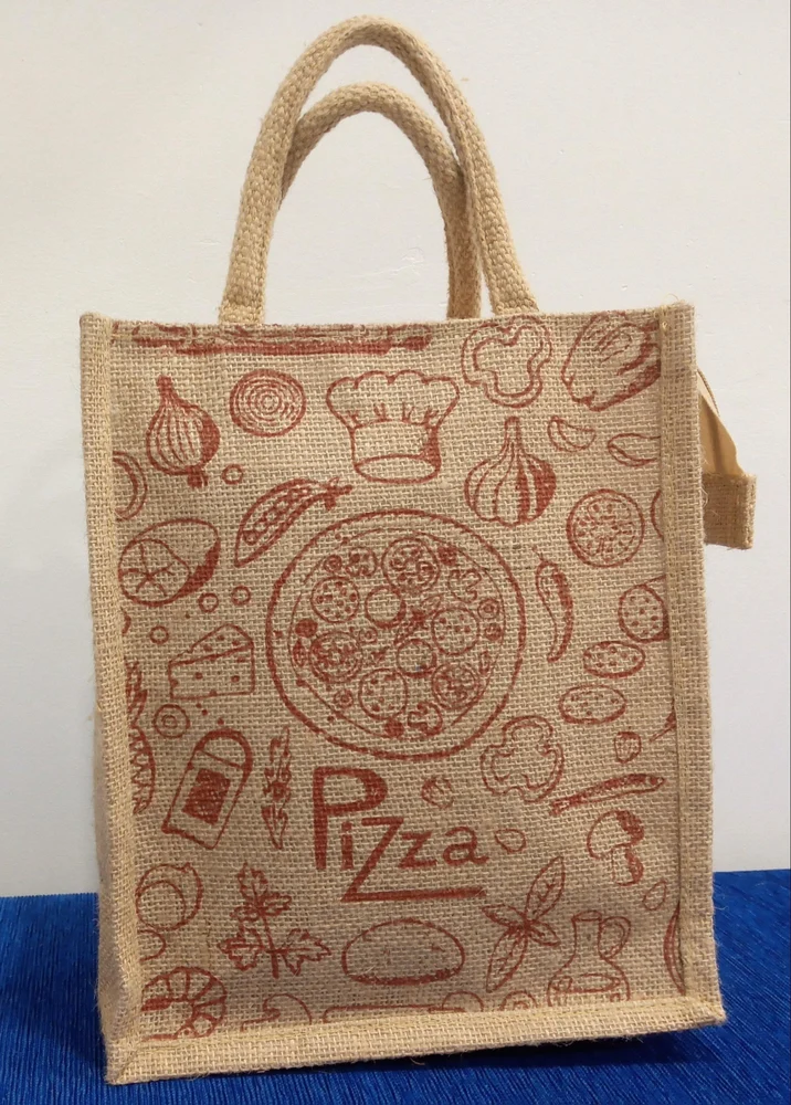 Brown 5 Kg Printed Jute Carry Bag