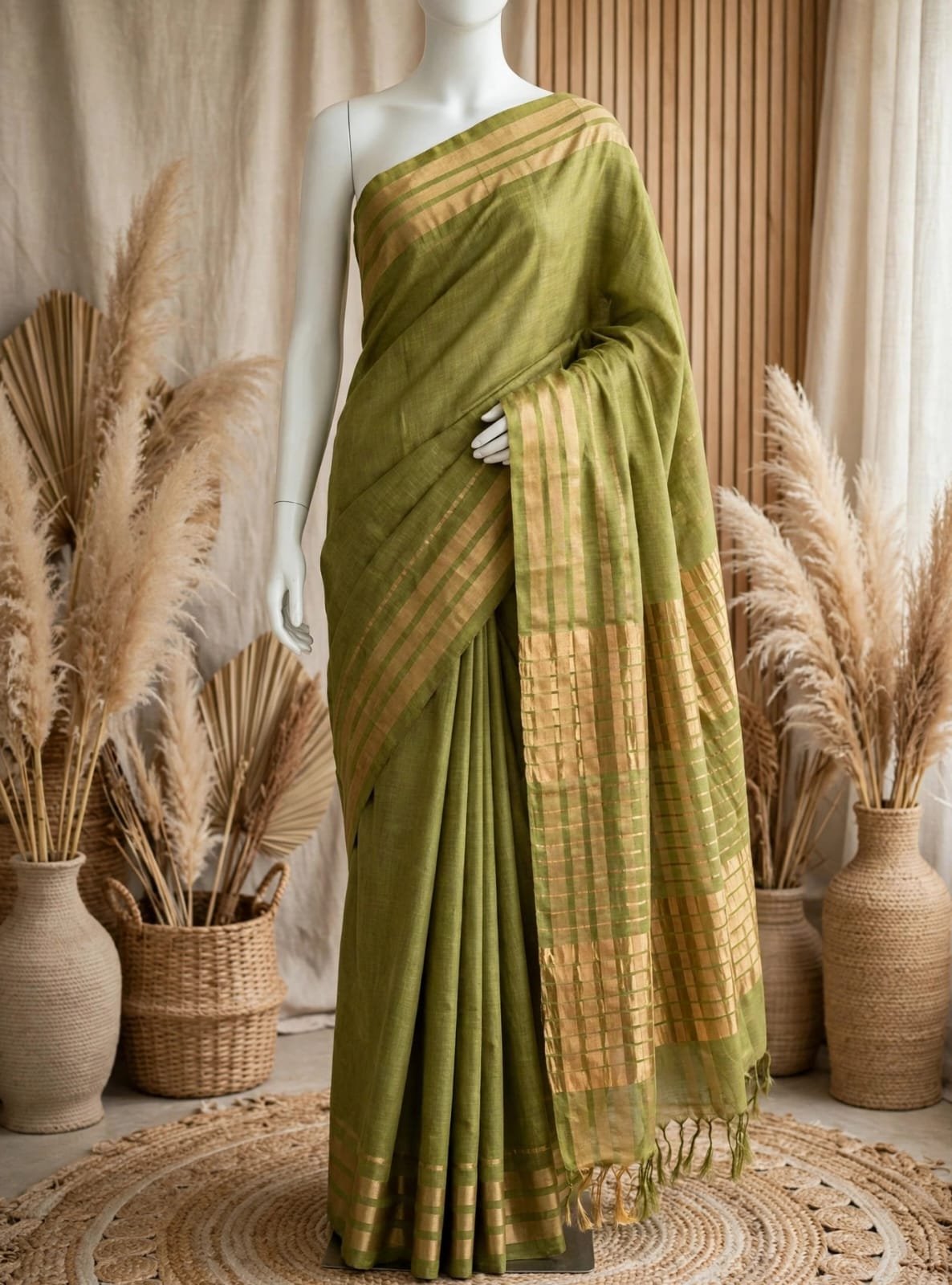 Tussar Copper zari border4
