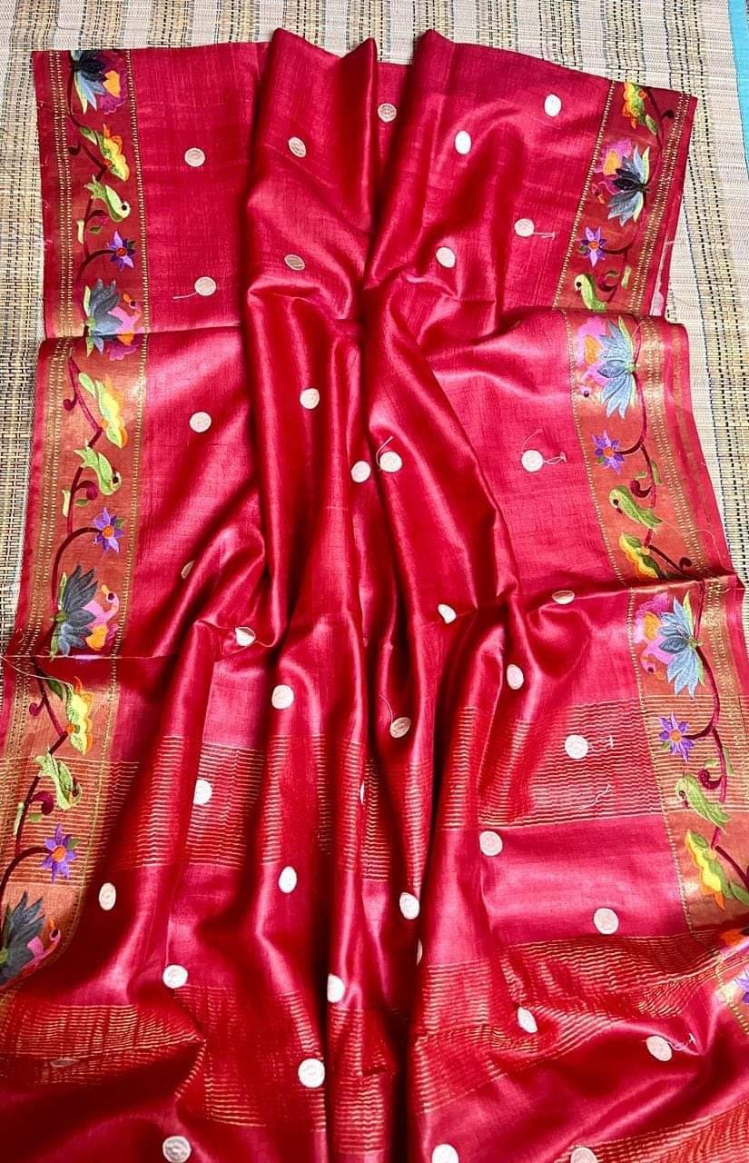 pure tusser saree