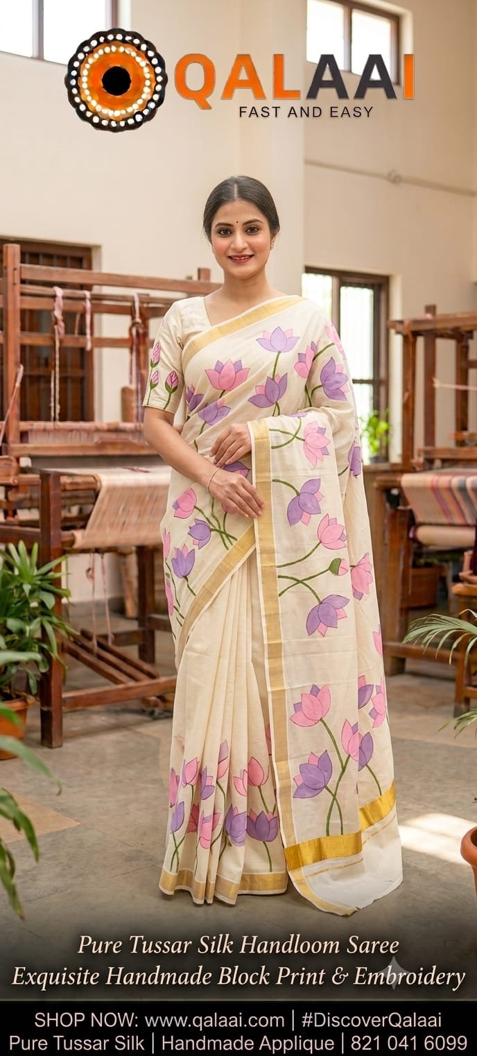 tussar saree aplic work3